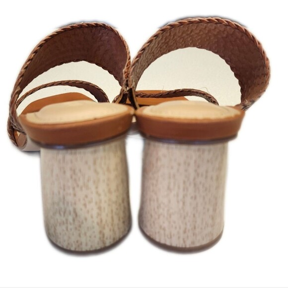 Cushionaire Memory Foam Brown & Cream Woven Faux Leather 2-Strap Sandals, 9 - Picture 4 of 7